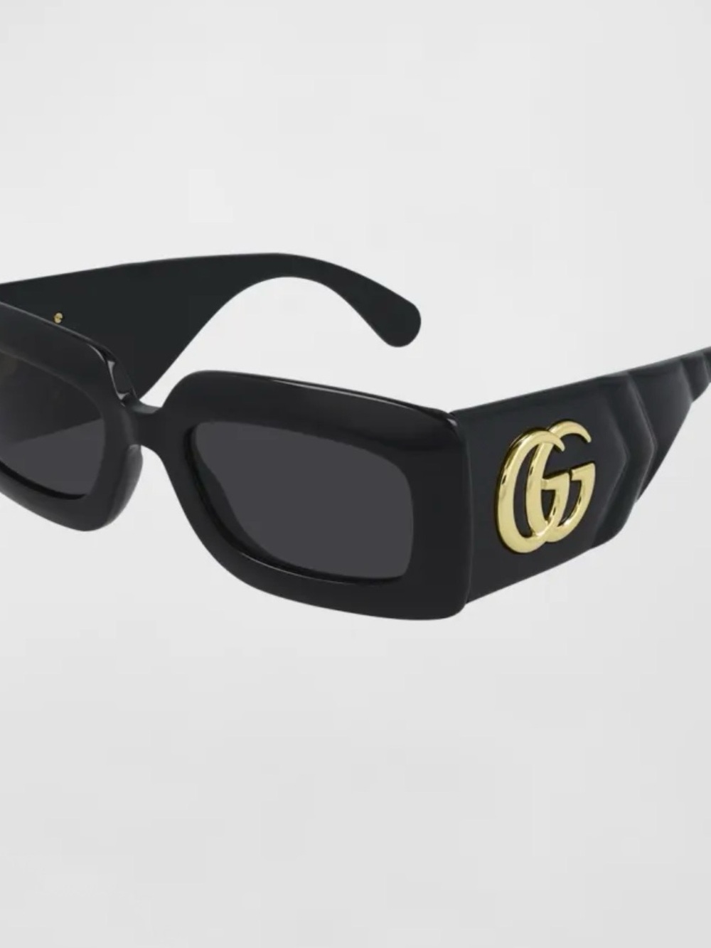 Gucci Black Rectangular Sunglasses with Gold Double G